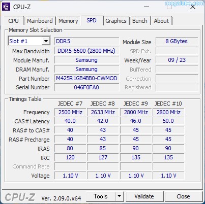 メインメモリはDDR5-5600の16GB (8GBx2) のデュアルチャネル構成