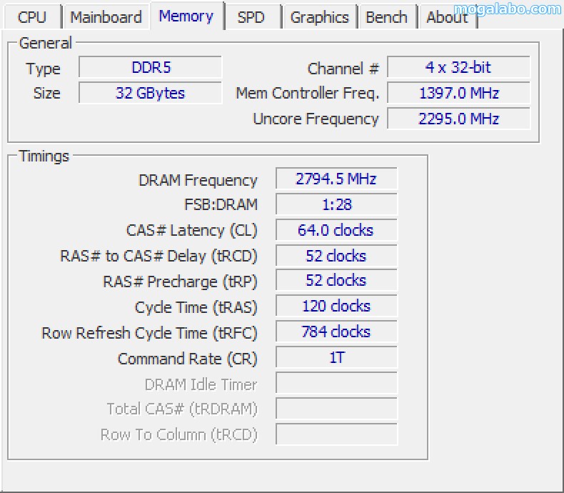 メインメモリはLPDDR5x-7467の32GB (16GBx2) のデュアルチャネル構成