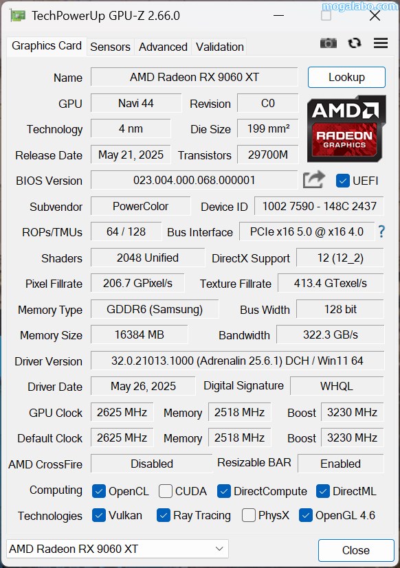 RX 9060 XT(GPU-Z)