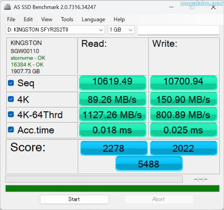 AS SSD Benchmark 2.0.7316.34247
