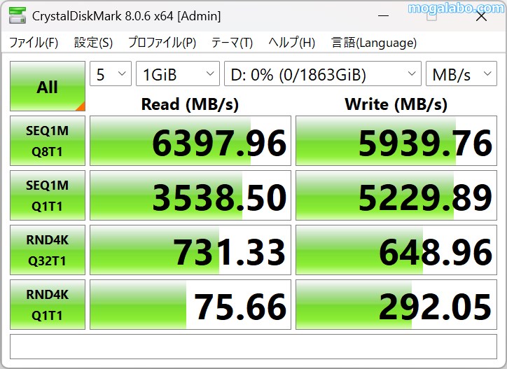 Crystal Disk Mark 8.0.6（NV3）
