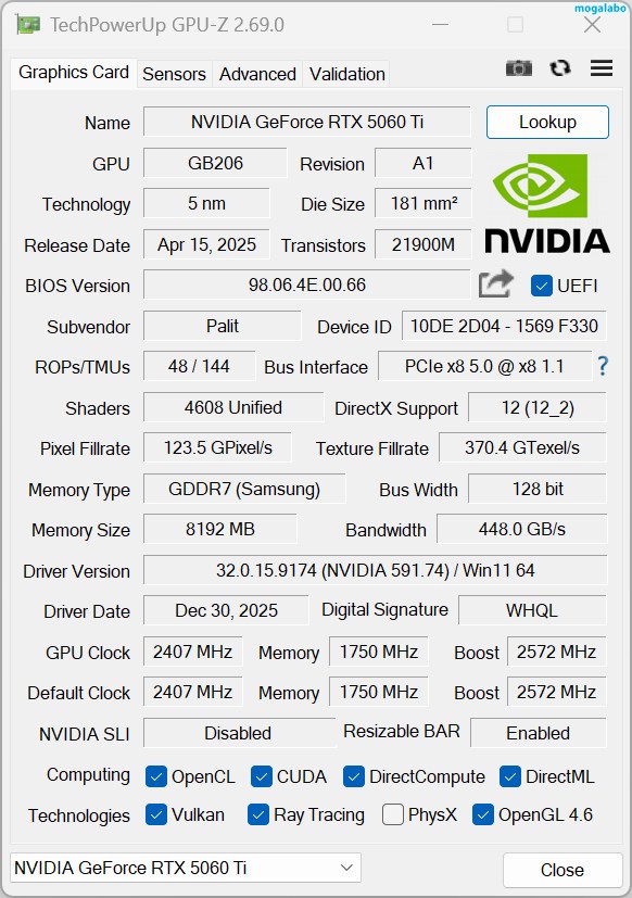 VRAM8GB版(GPU-Z)