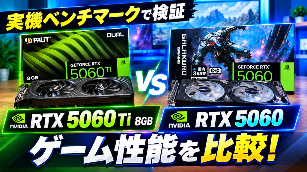 RTX 5060 Ti 8GBとRTX 5060のゲーム性能を比較！実機ベンチマークで検証