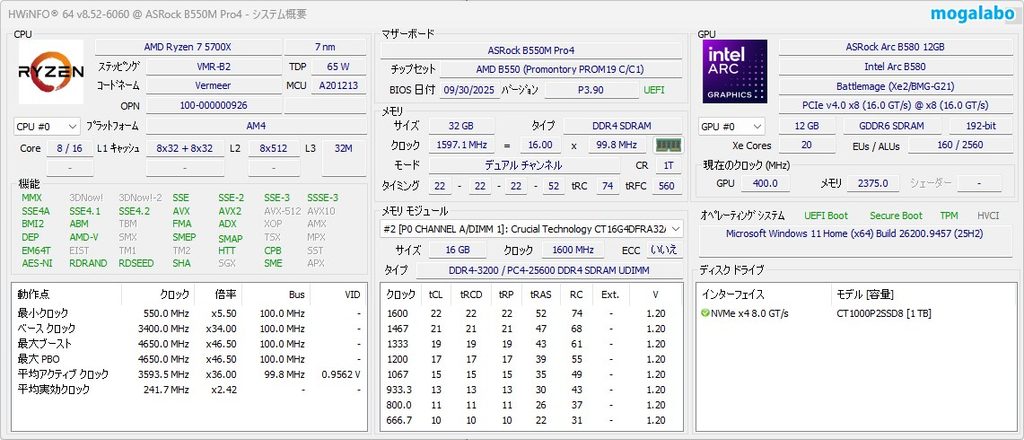 Intel Arc B580のシステム